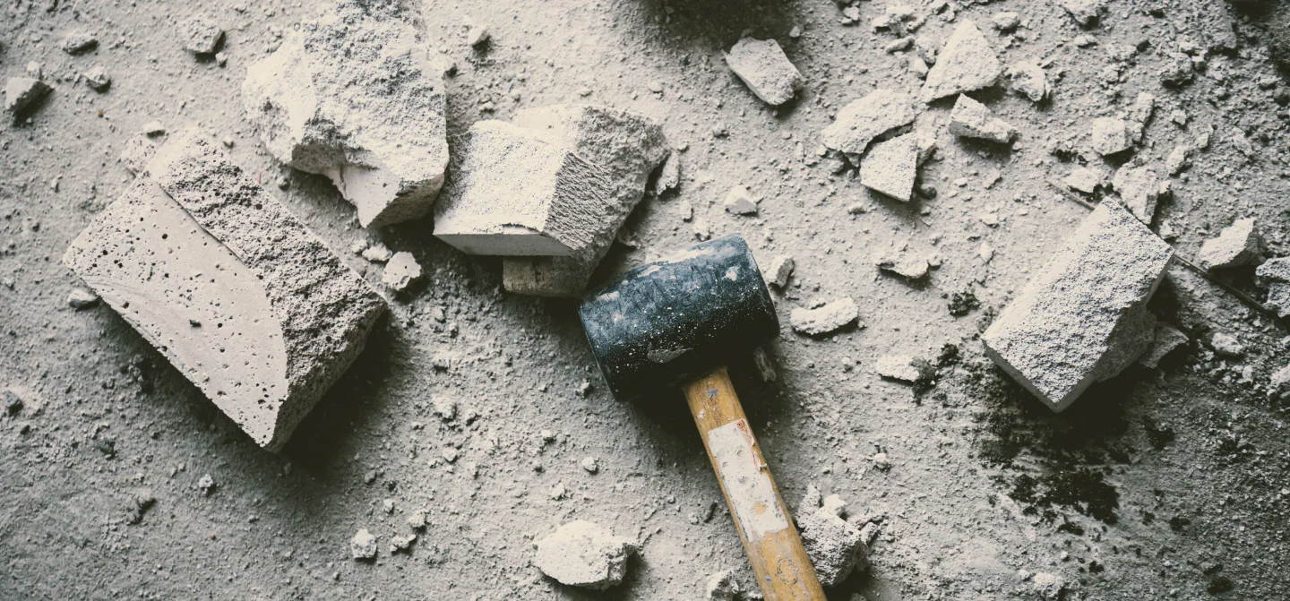 mallet and rock debris around floor bangor pa